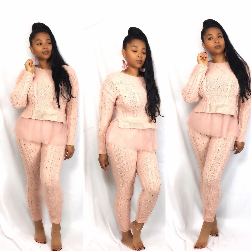 Cable Knit Pants Set
